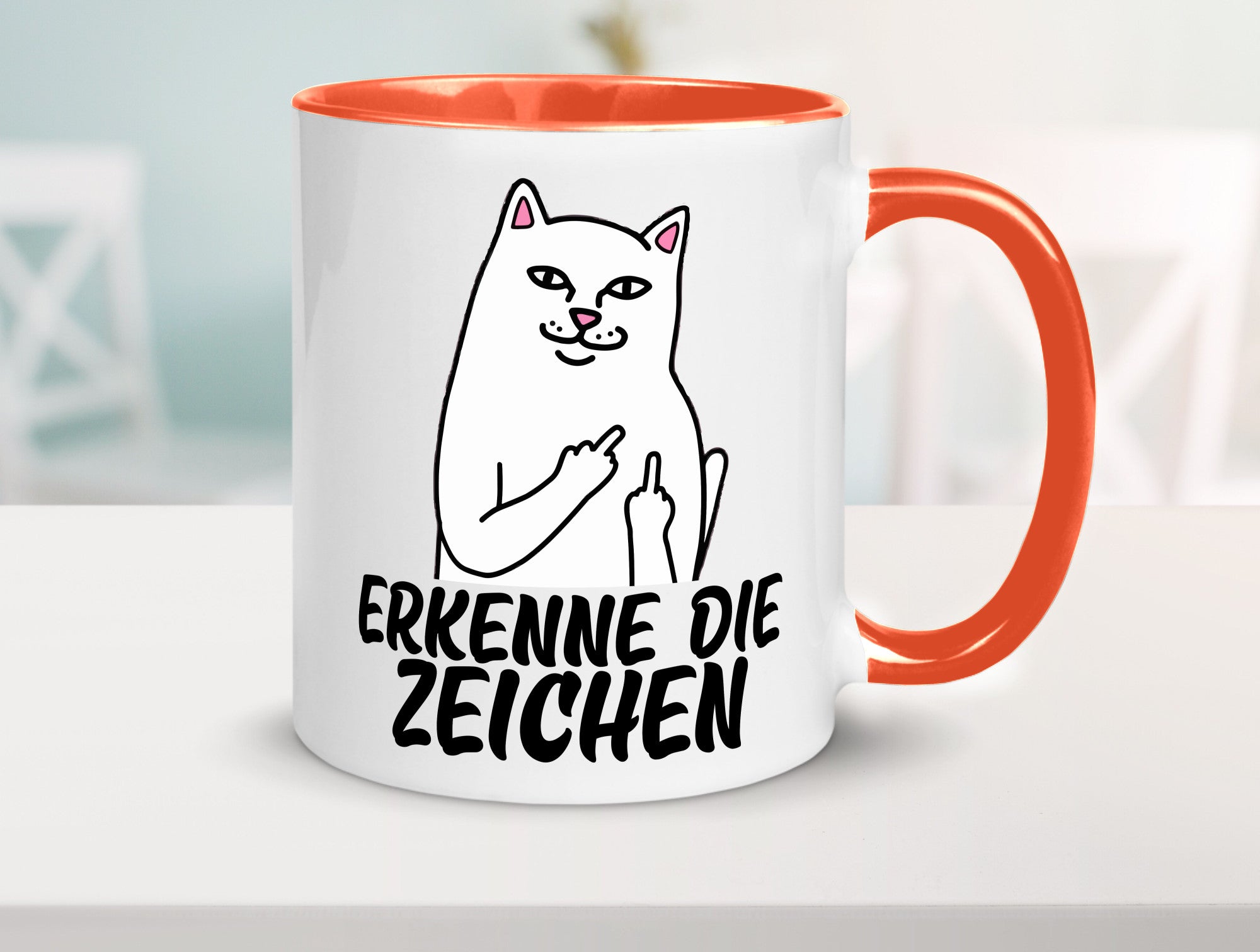 Erkenne die Zeichen | Katze Schatten Mittelfinger Geschenk Tierliebhaber Humor