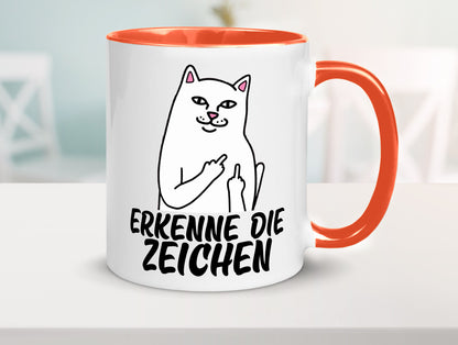 Erkenne die Zeichen | Katze Schatten Mittelfinger Geschenk Tierliebhaber Humor