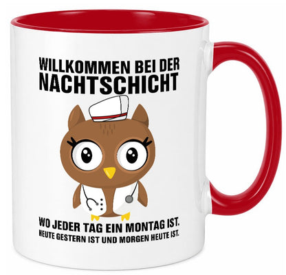 Nachtschicht | müde Eule Sanitäter Krankenschwester Humor Geschenkidee Tasse