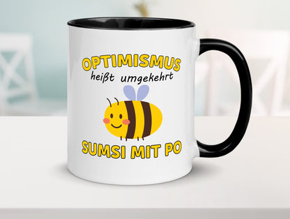 Optimismus umgekehrt Sumsi mit Po | Biene Zuversicht Geschenk Humor Tasse