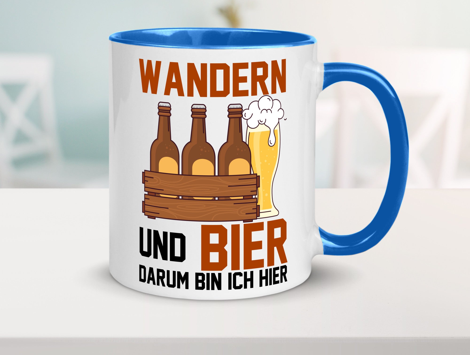Wandern und Bier darum bin ich hier | Bierkasten lustiger Spruch Geschenk Humor