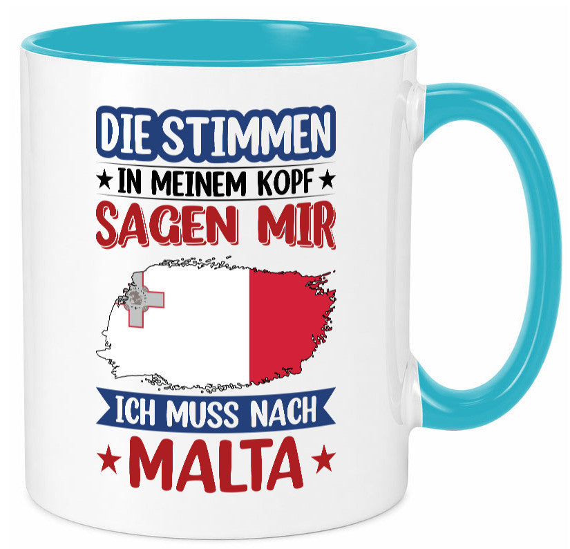 Malta | Urlaub Stimmen in meinem Kopf Traumland lustiger Spruch Geschenk Humor Tasse