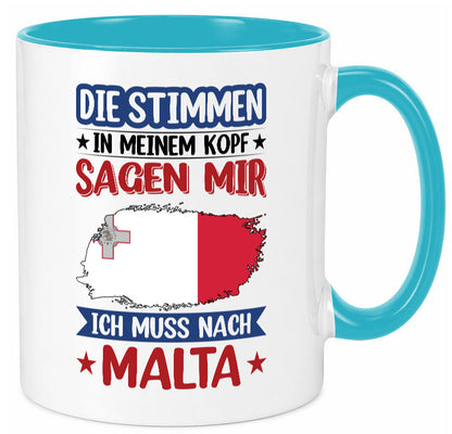 Malta | Urlaub Stimmen in meinem Kopf Traumland lustiger Spruch Geschenk Humor Tasse