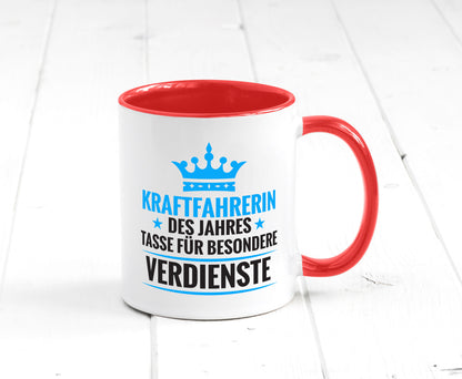 Besonderer Verdienst: Kraftfahrerin | Lastwagen LKW Humor Geschenkidee Tasse