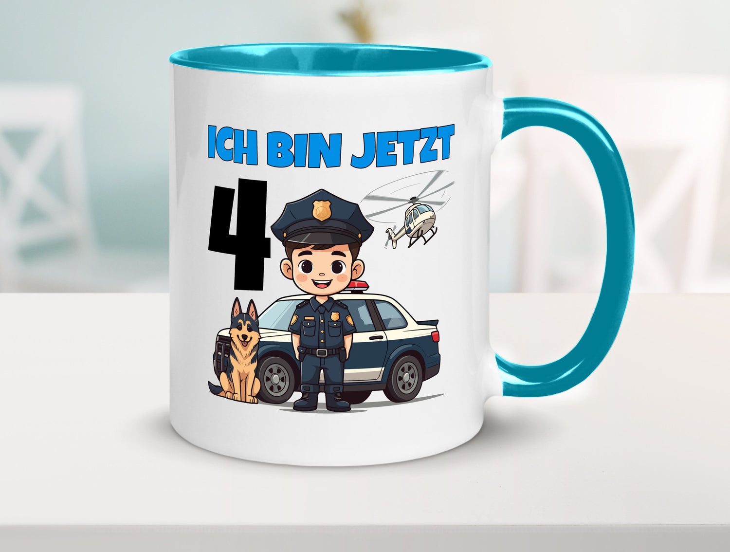 4. Geburtstag | 4 Jahre Polizei Kind Polizeiauto Humor Geschenkidee Tasse