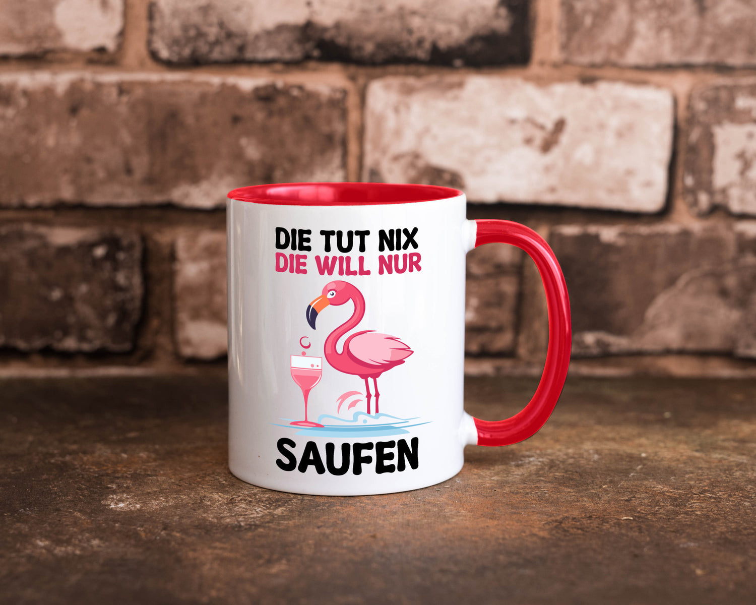 Die tut nix will nur Saufen | Flamingo Alkohol v2 Geschenk Humor Geschenkidee