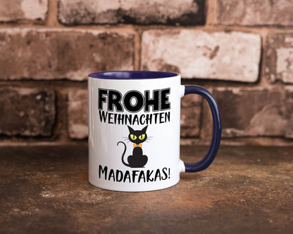 Frohe Weihnachten Madafakas! | Katze Tasse Vintage lustiger Spruch Geschenk