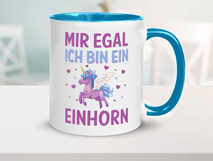 Mir egal, ich bin ein Einhorn| Herzen Geschenkidee Humor Tasse