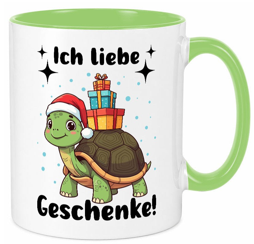 Ich liebe Geschenke | Weihnachtsschildkröte Geschenk Humor Geschenkidee Tasse