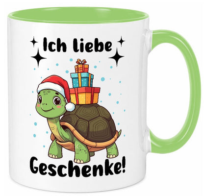 Ich liebe Geschenke | Weihnachtsschildkröte Geschenk Humor Geschenkidee Tasse