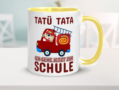 Bär in Feuerwehrauto | Tatü Tata Einschulung Tasse Humor Geschenkidee