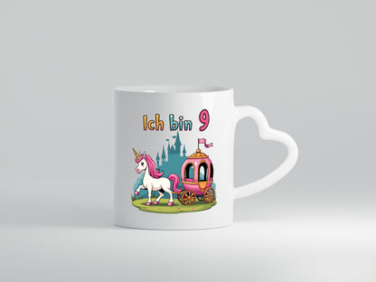 9. Geburtstag | Prinzessin in Kutsche Einhorn Geschenkidee Humor Tasse