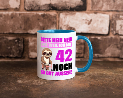 42. Geburtstag | Bitte kein neid Faultier 42 Jahre Geschenkidee Humor Tasse