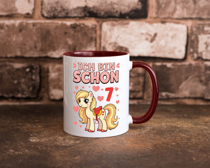 7. Geburtstag | 7 Jahre Mädchen Reiten Pony lustiger Spruch Geschenk Tasse