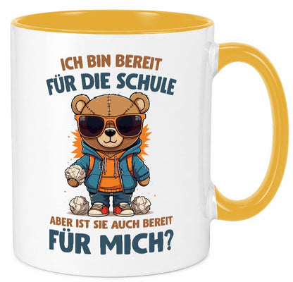 Ich bin bereit für die Schule | Einschulung lustig Humor Geschenkidee Geschenk Tasse