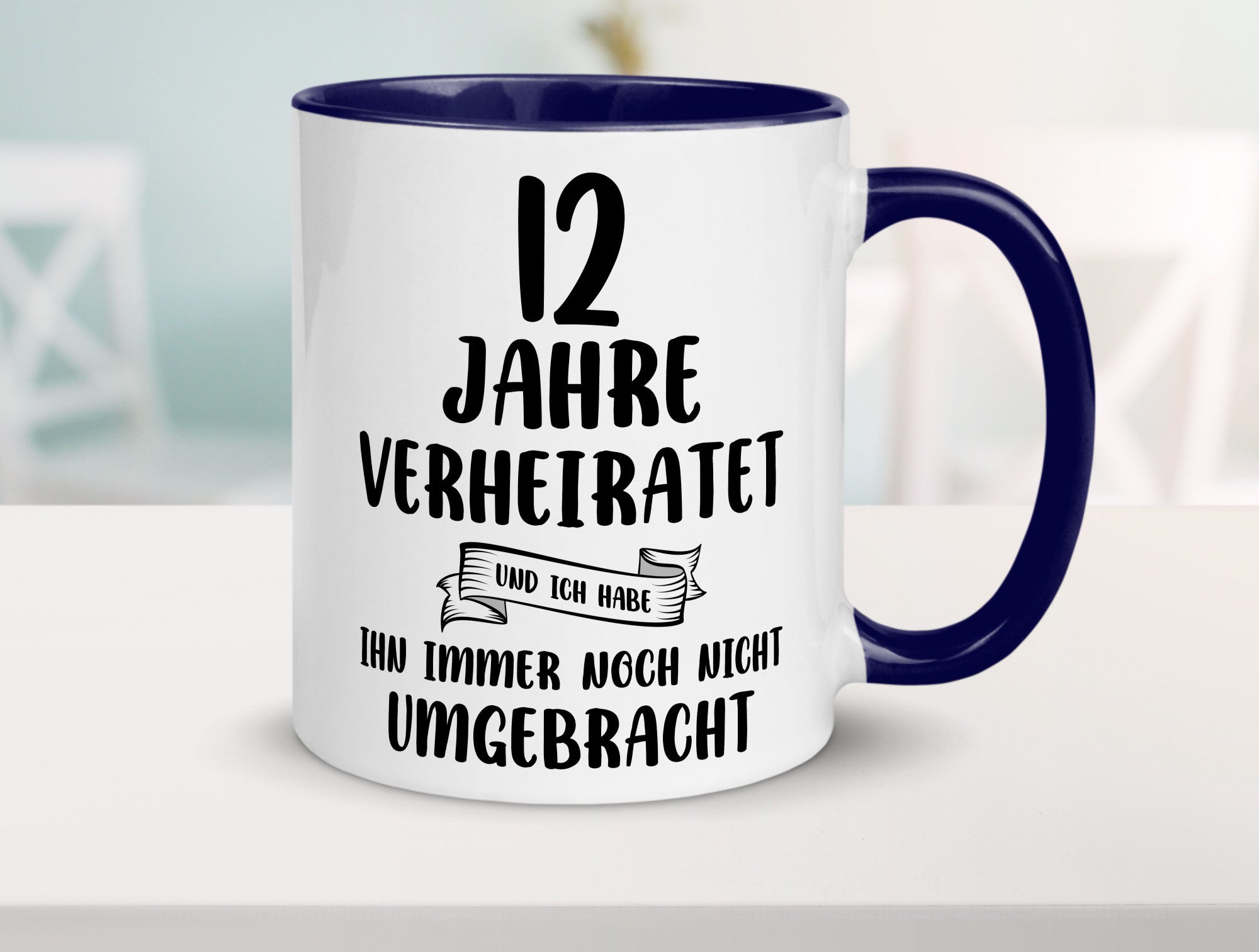 12 Jahre Verheiratet, immer noch am Leben! Geschenkidee Humor Tasse