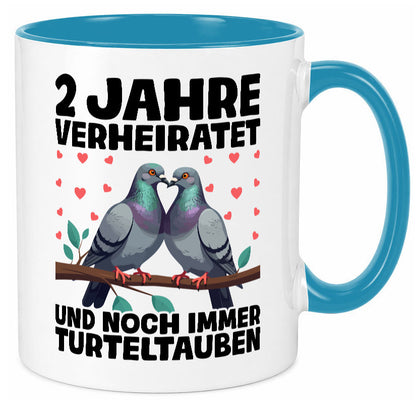 2 Jahre verheiratet | Turteltauben Ehe Ehepaar lustig Humor Geschenkidee Tasse