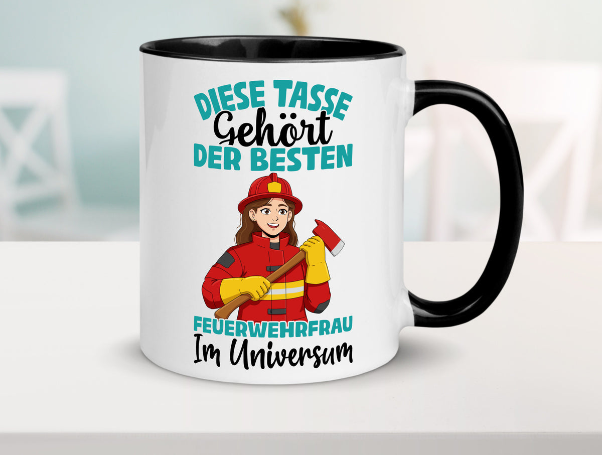 Im Universum: Feuerwehrfrau | Feuerwehr lustig Humor Geschenkidee Geschenk Tasse