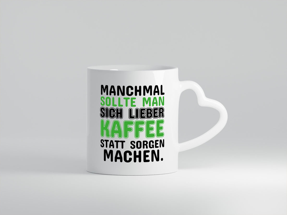 Kaffee statt sorgen lustiger Spruch Geschenk Humor Geschenkidee Tasse