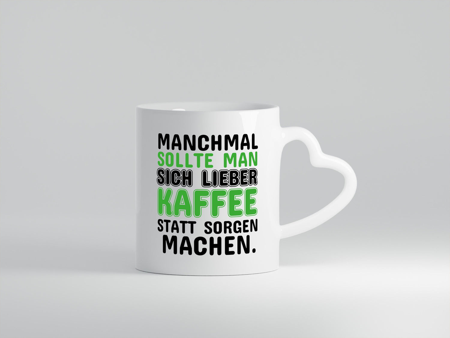 Kaffee statt sorgen lustiger Spruch Geschenk Humor Geschenkidee Tasse