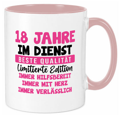 18 Jahre im Dienst | Jubiläum Arbeit v10 lustig Kollegen Büro Geschenk Tasse