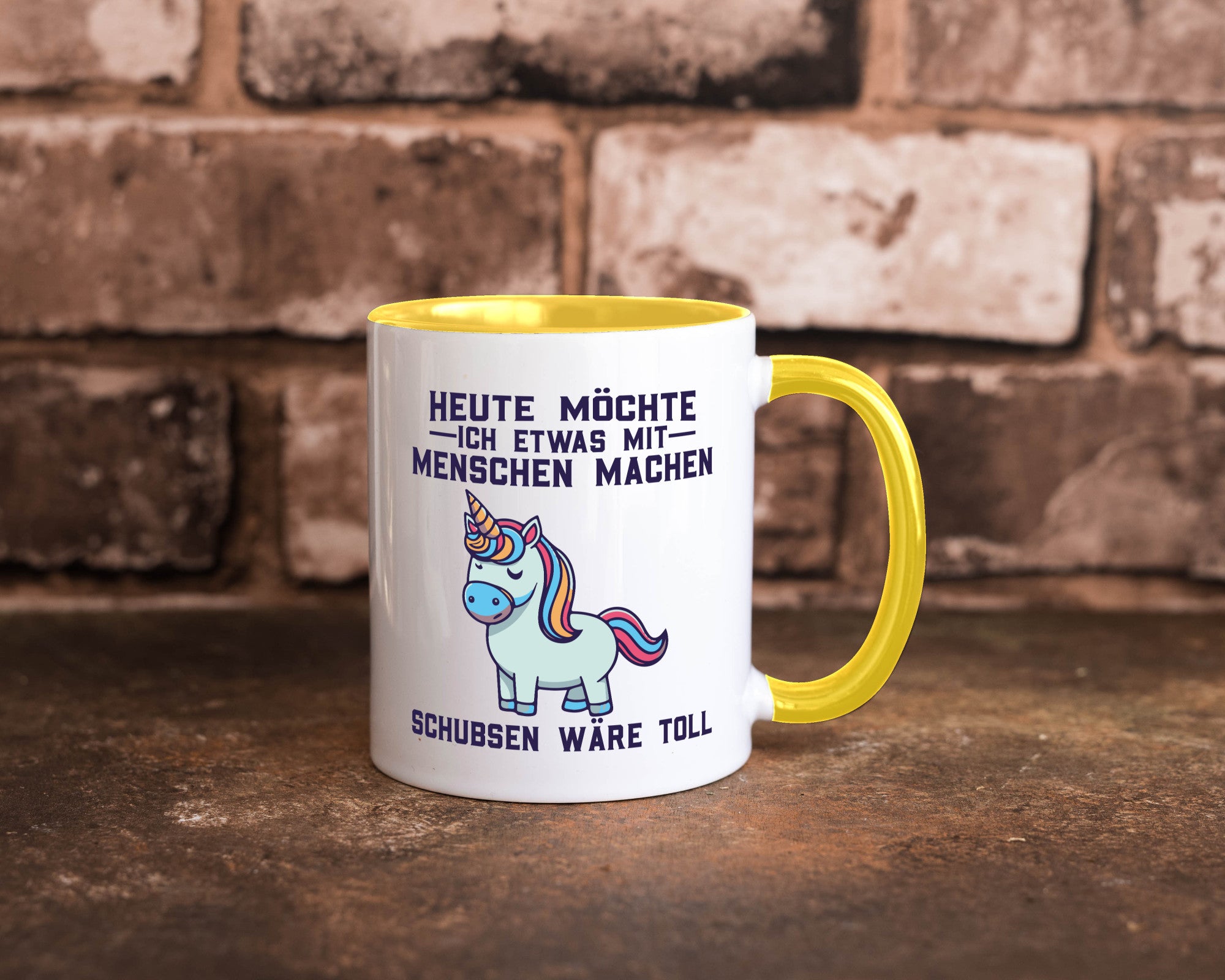 Heute möchte ich Menschen schubsen | Einhorn v2 Geschenk Humor Geschenkidee