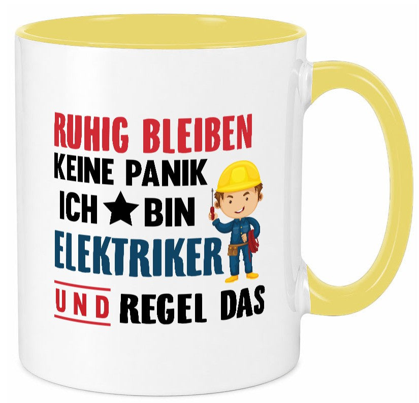 Ruhig bleiben keine Panik ich bin elektriker und regel das Humor Geschenkidee Tasse