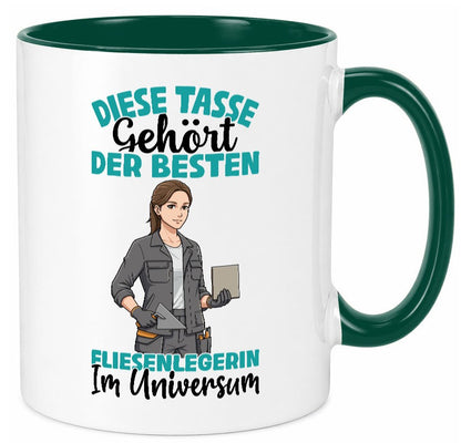 Im Universum: Fliesenlegerin | Fliesenlegen Bau Geschenkidee Humor Tasse