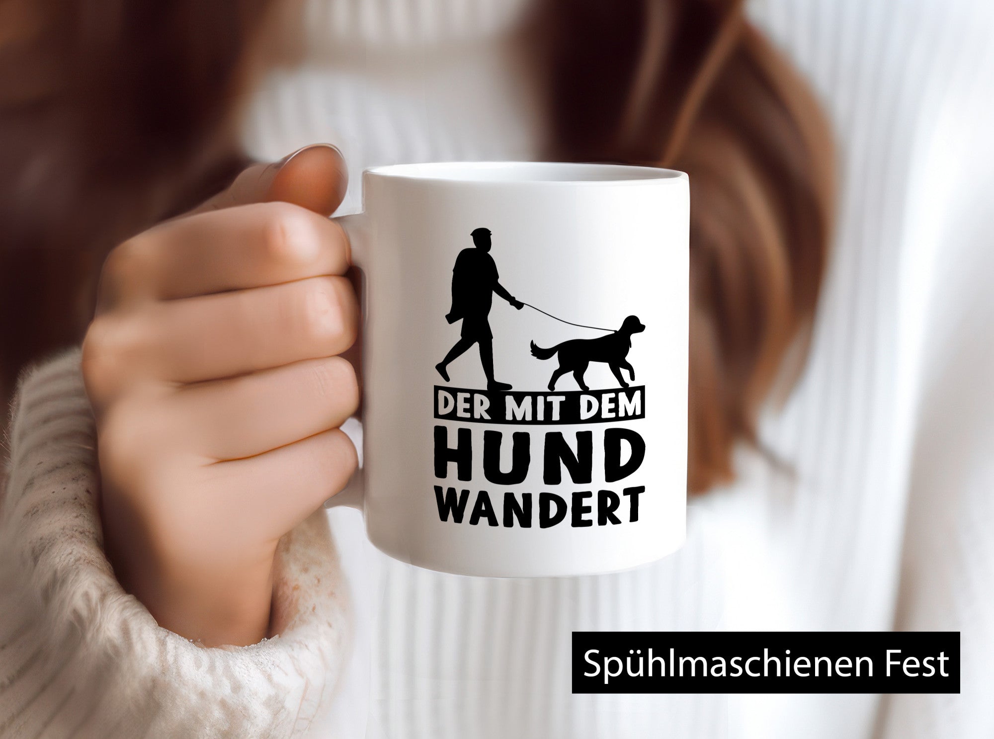 Der mit dem Hund wandert | Mensch Geschenkidee Tierliebhaber Humor Tasse