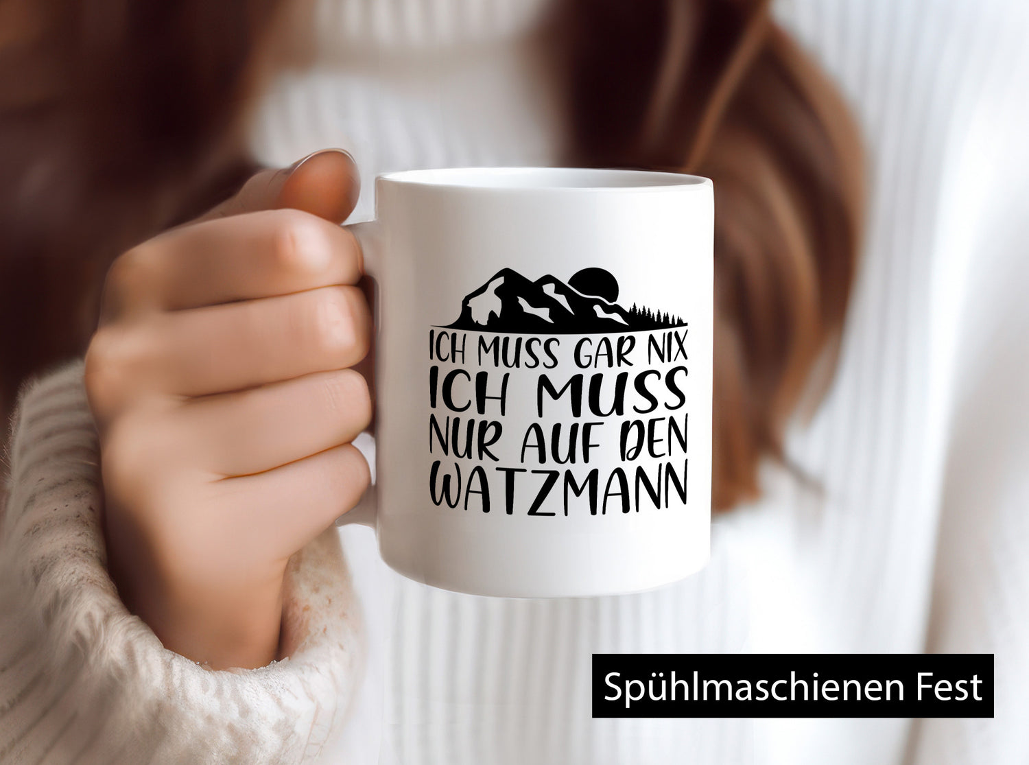 Muss nix, nur auf den Watzmann | Berg Mond Bäume lustig Humor Geschenkidee