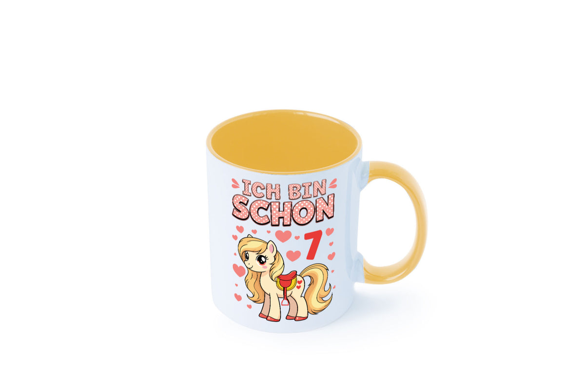 7. Geburtstag | 7 Jahre Mädchen Reiten Pony lustiger Spruch Geschenk Tasse