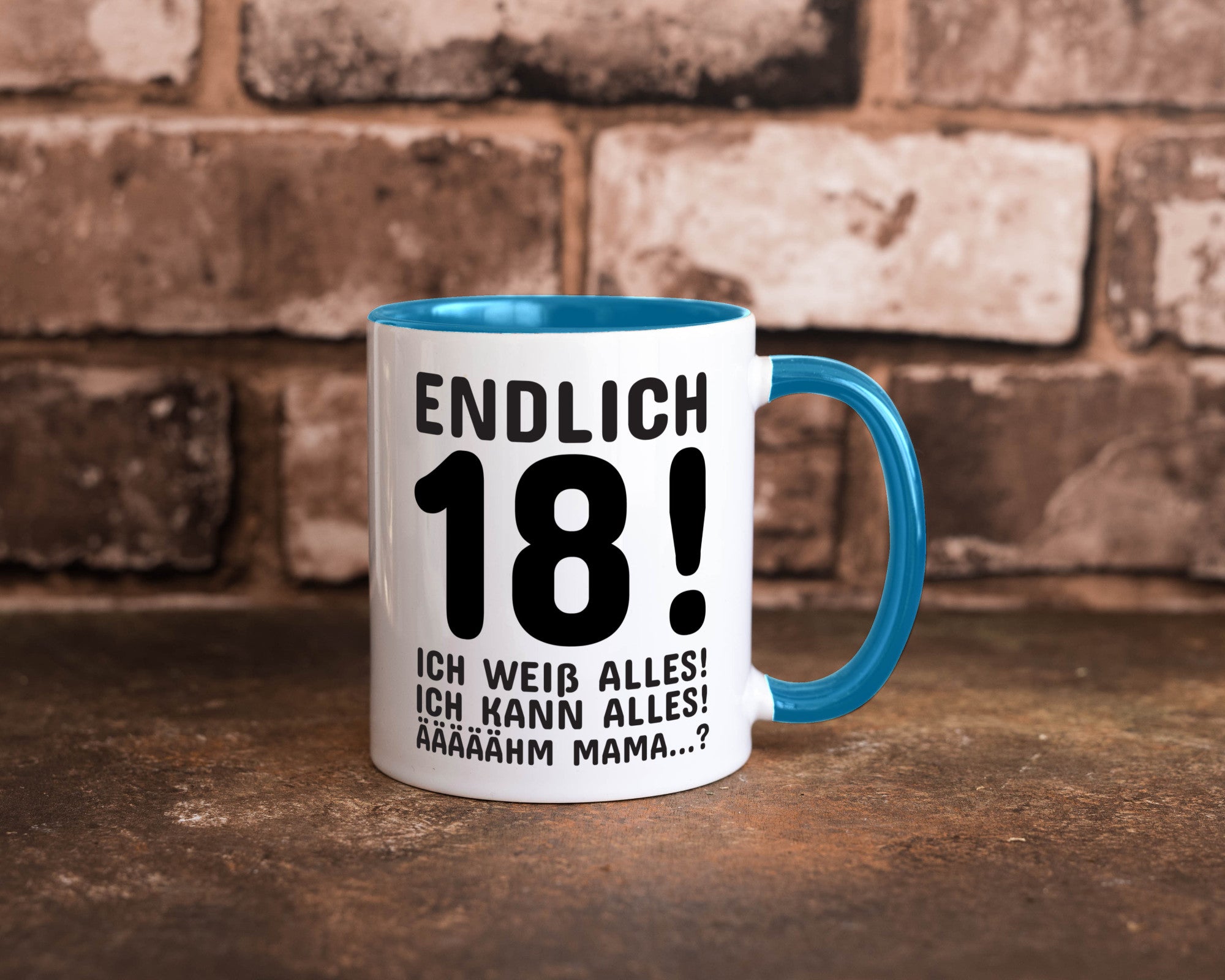 Endlich 18 | Geburtstag Tasse volljährig Erwachsen lustig Geschenkidee Geschenk