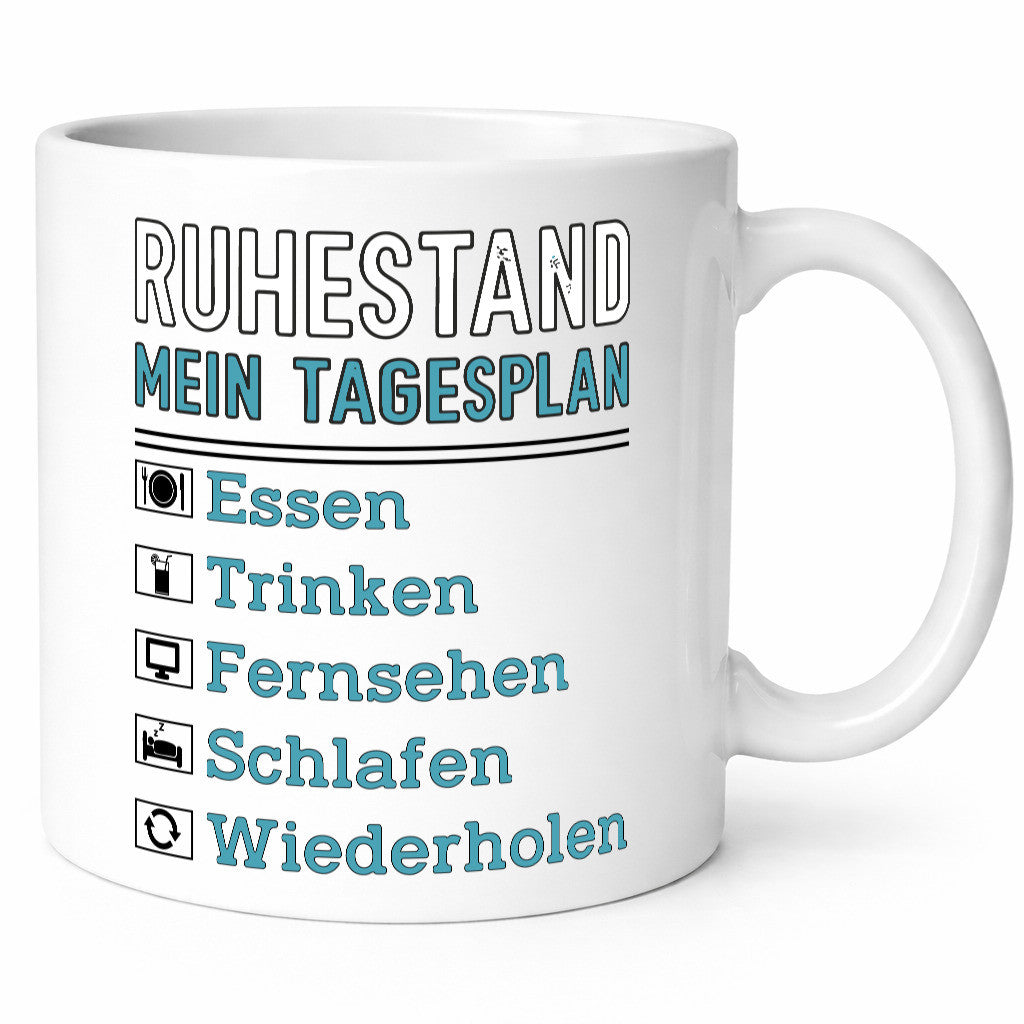 Ruhestand Tagesplan | Rentner Chillen v2 lustiger Spruch Geschenk Jubiläum Tasse
