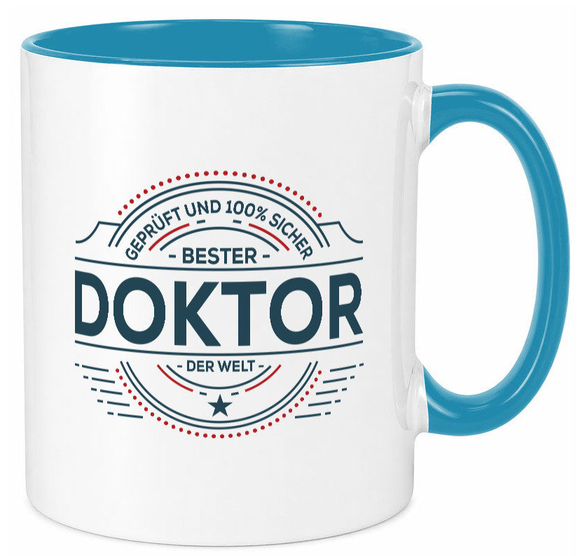 Geprüft und sicher: Doktor | Doktorand Doktortitel lustiger Spruch Geschenk Tasse