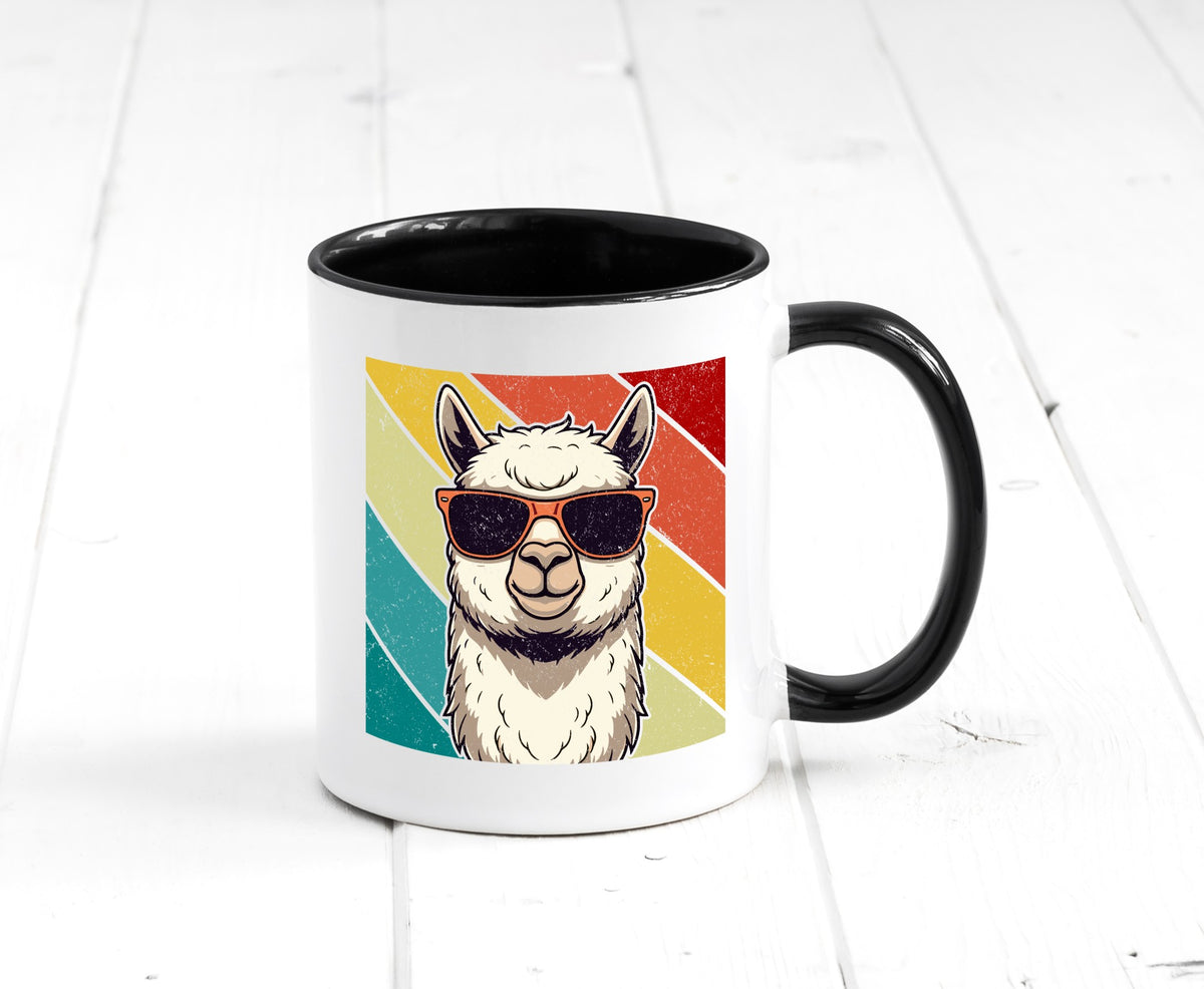 Lama | Retro Alpaka mit Sonnenbrille Geschenk Humor Geschenkidee lustiger Tasse