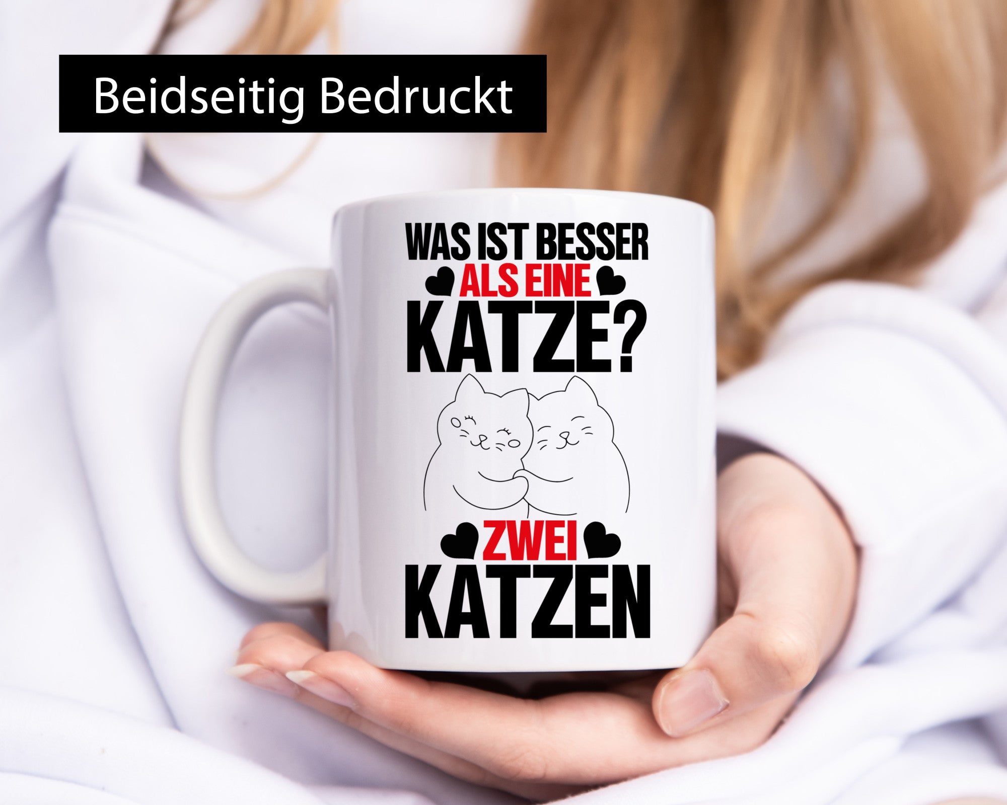 Katzenliebe Tasse | zwei Katzen Katzenbesitzer Spruch lustig Tierliebhaber
