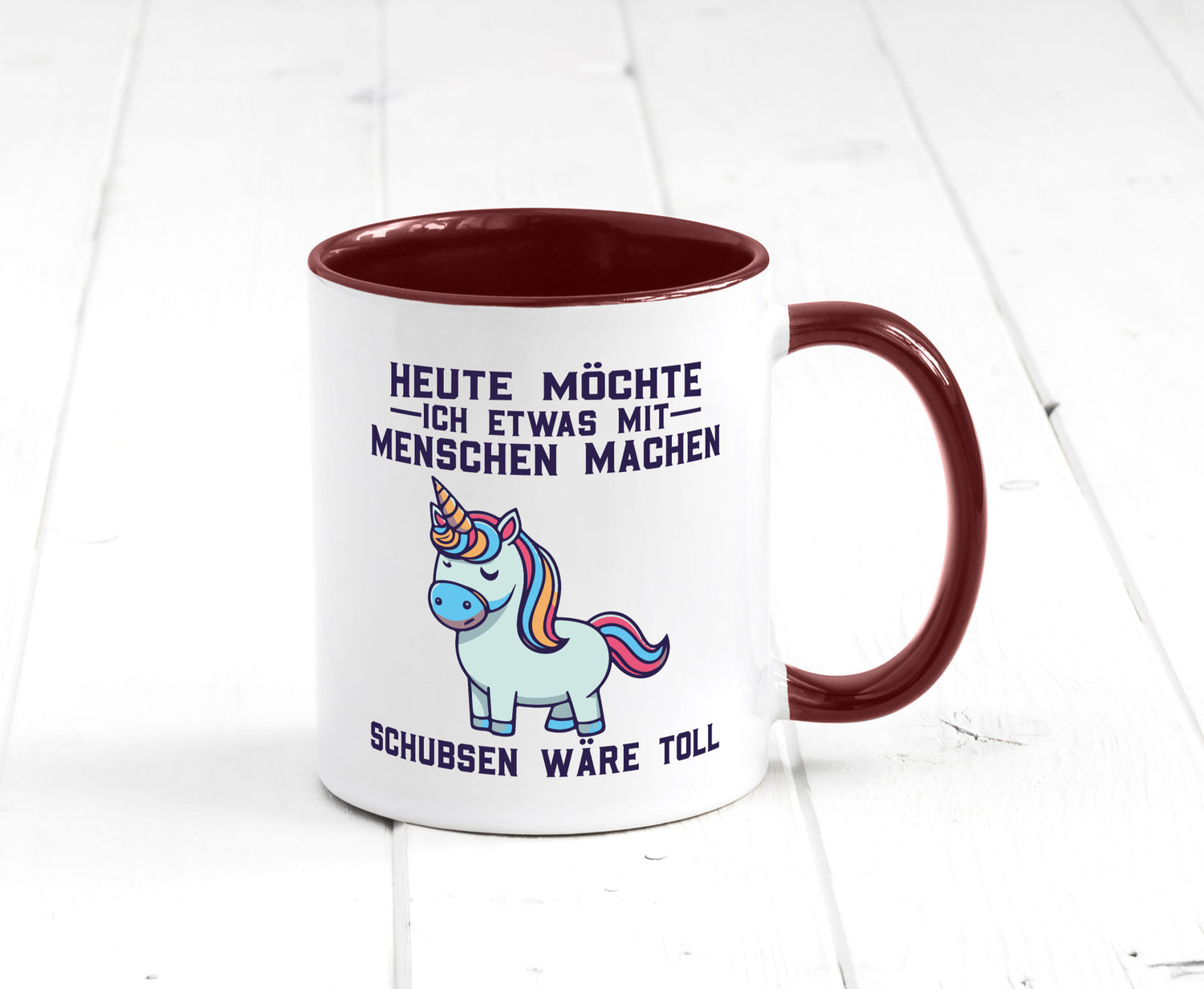Heute möchte ich Menschen schubsen | Einhorn v2 Geschenk Humor Geschenkidee