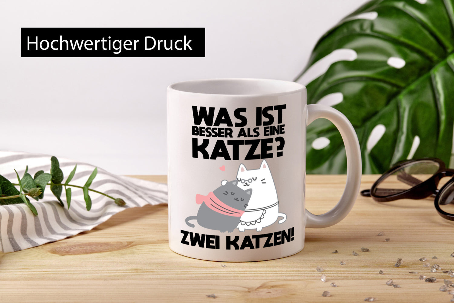 Besser als eine Katze, zwei Katzen | Herzchen Geschenkidee Tierliebhaber Humor