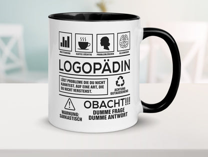 Achtung Probleme Logopädin | Sprachtherapie Humor Geschenkidee Tasse