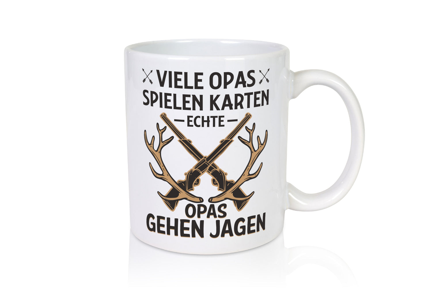 Opas spielen Karten, echte gehen jagen | Gewehr Geweih Humor Familie