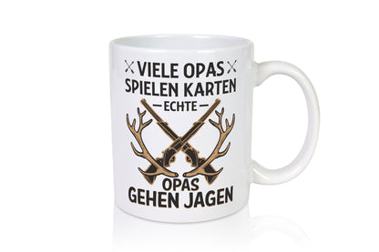 Opas spielen Karten, echte gehen jagen | Gewehr Geweih Humor Familie