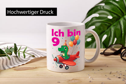 9. Geburtstag | 9 Jahre Drache Flugzeug Geschenkidee Humor Tasse
