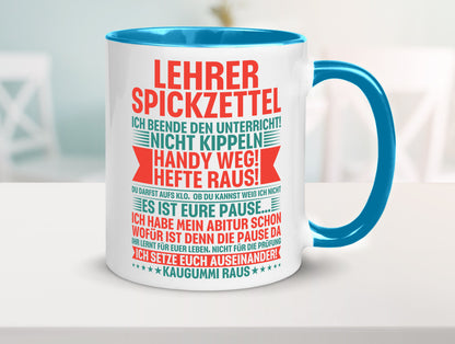 Lehrer Spickzettel | Beruf Tasse lustiger Spruch vl4 lustig Arbeit Kollegen