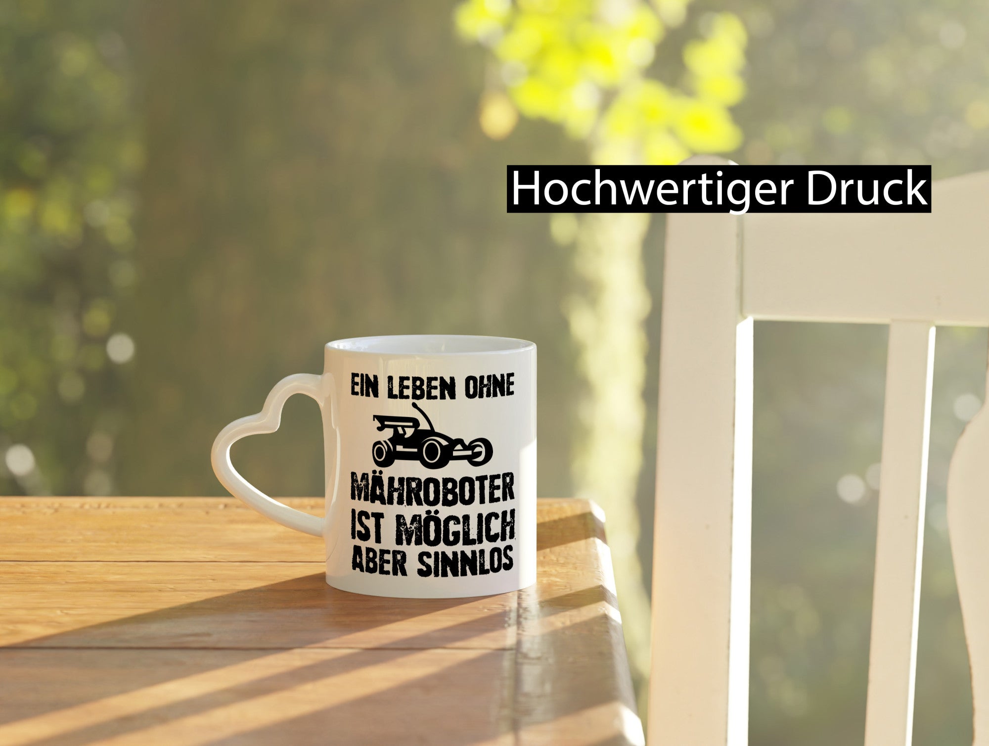 Leben oihne Mähroboter, möglich, aber sinnlos | Garten Geschenkidee Humor Tasse