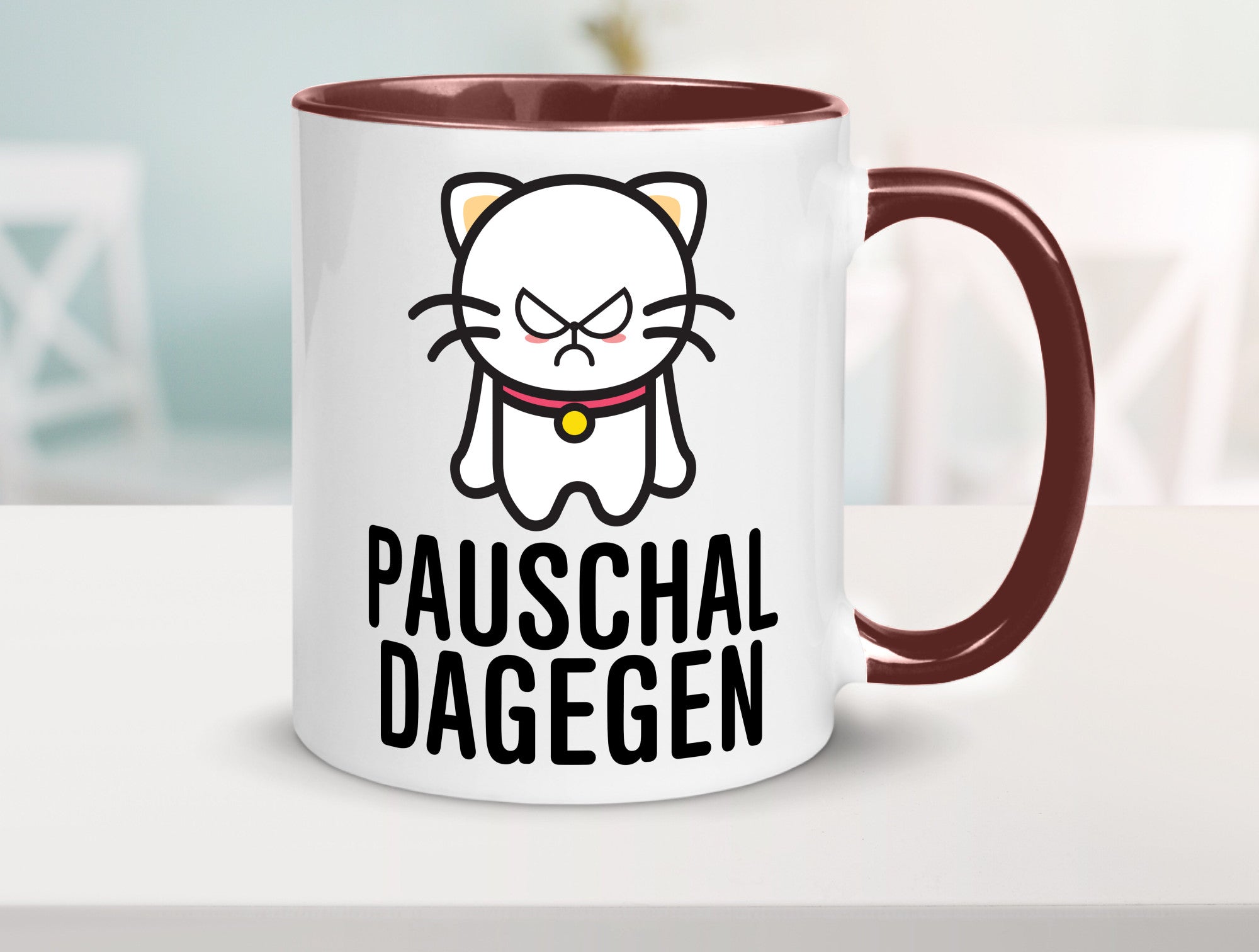Pauschal dagegen | Katze Wut Geschenk Tierliebhaber Humor lustiger Spruch Tasse