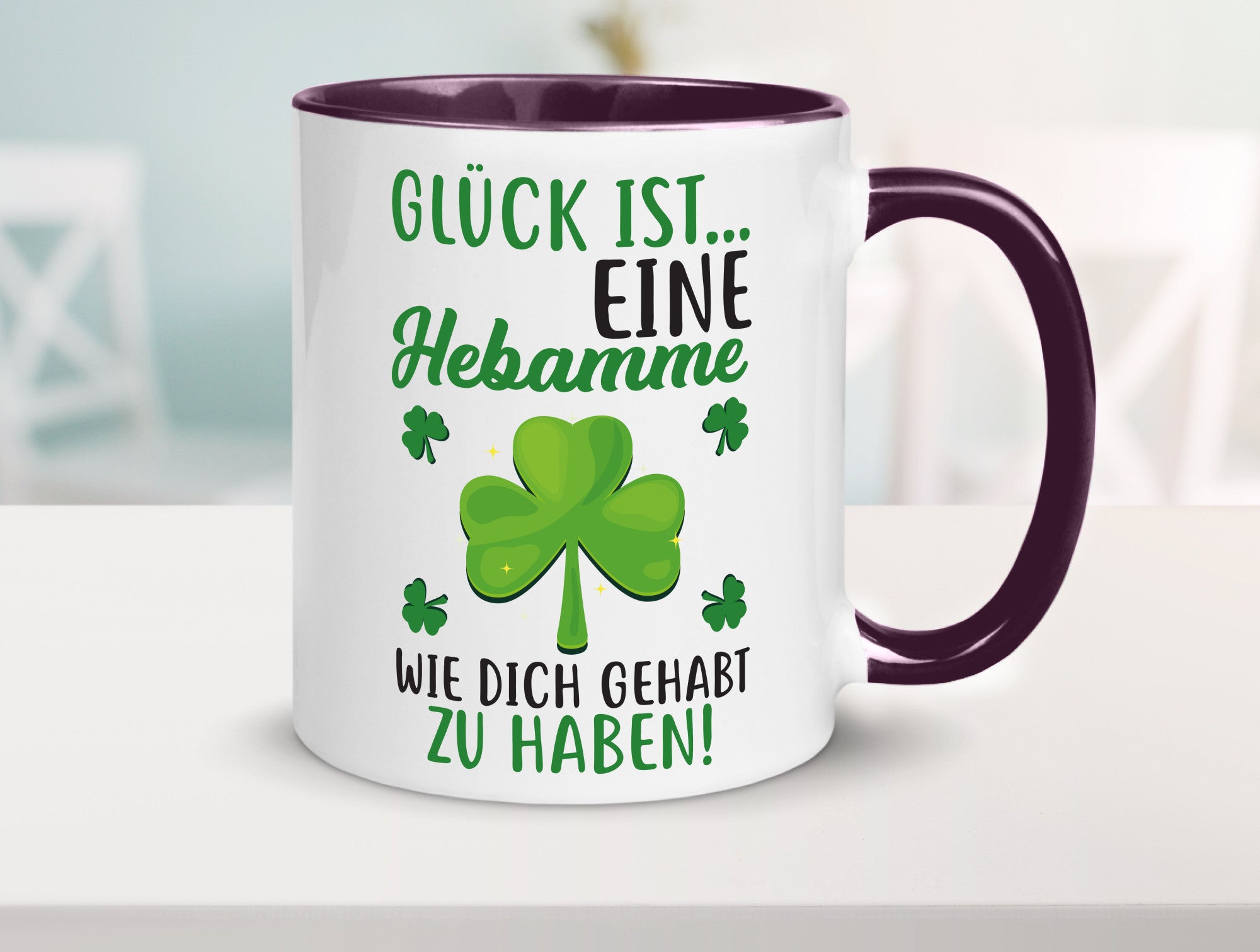 Hebamme Dankeschön | Dankes Tasse Kleeblätter Glück Humor Geschenkidee