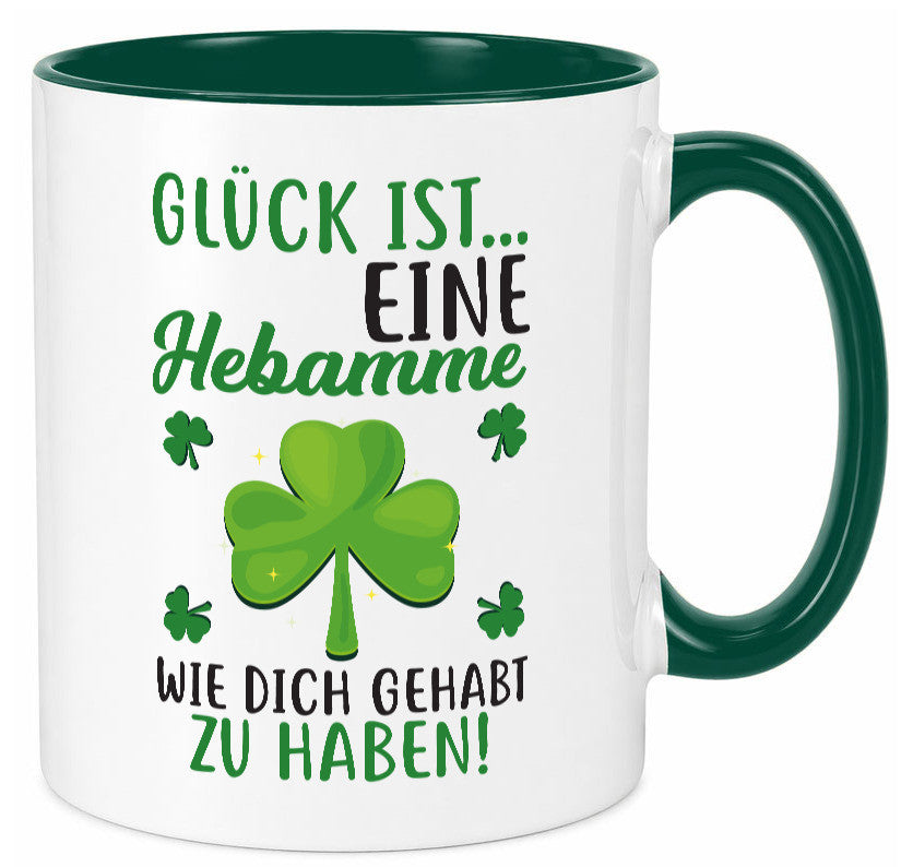 Hebamme Dankeschön | Dankes Tasse Kleeblätter Glück Humor Geschenkidee