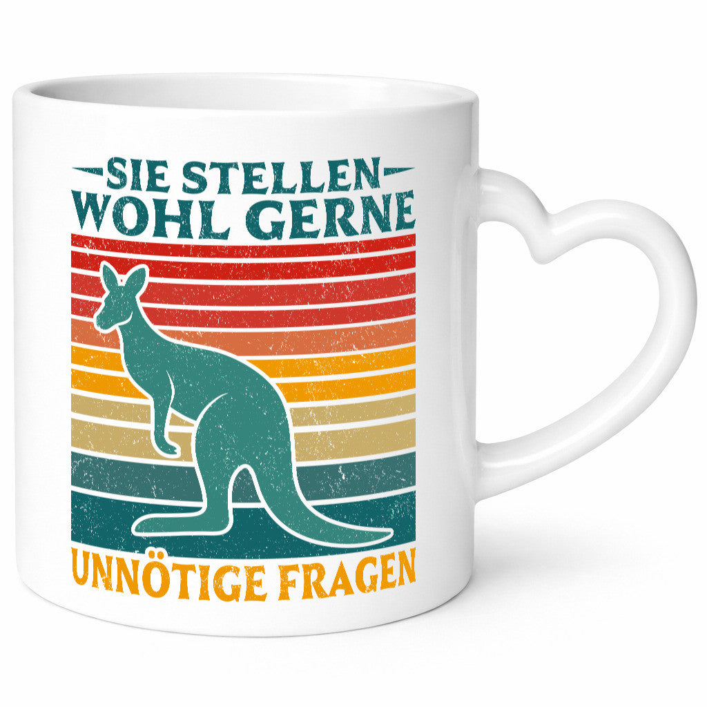 Unnötige Fragen stellen | Känguru Geschenkidee Humor Tasse