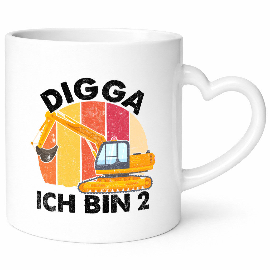 2. Geburtstag | 2 Jahre Bagger Digga Geschenk Geschenkidee lustiger Spruch Tasse