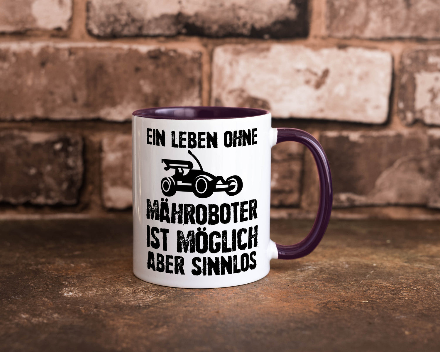Leben oihne Mähroboter, möglich, aber sinnlos | Garten Geschenkidee Humor Tasse